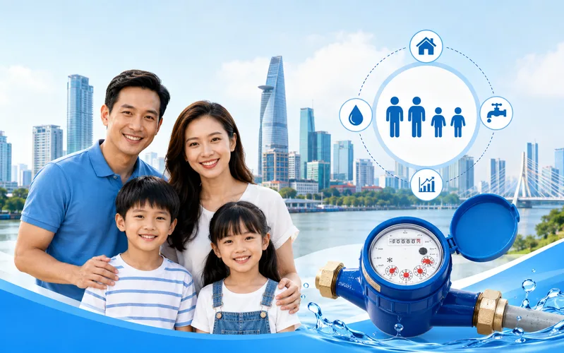 Bảng giá nước sinh hoạt TP.HCM áp dụng định mức theo số người đăng ký trong hộ